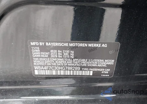 2017 BMW 430I Gran Coupe из США, поврежденный, VIN WBA4F7C30HG788289